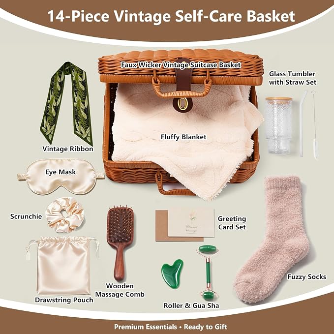 14-Piece Vintage Self-Care Gift Basket - Image 3