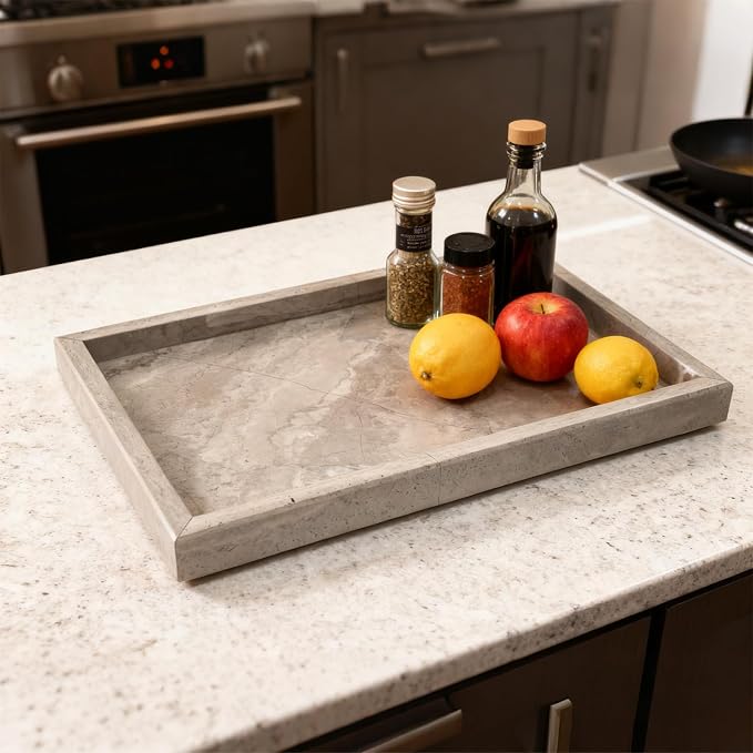 Pure Natural Marble Tray for Bathroom, Sink. Cosmetics, toiletries, etc. can be - Image 7