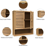 Bathroom Wall Cabinet, Bamboo Storage Cabinet Wall Mounted, Wall Hanging Cabinet - Image 7