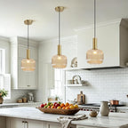 KCO Lighting Amber Glass Globe Pendant Light Mid Century Modern Kitchen Island - Image 5