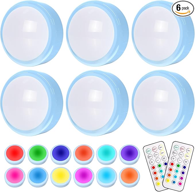 HELPLEX LED Puck Lights with Remote, 6 Pack Color Changing RGBW Stick-On Light by HELPLEX
