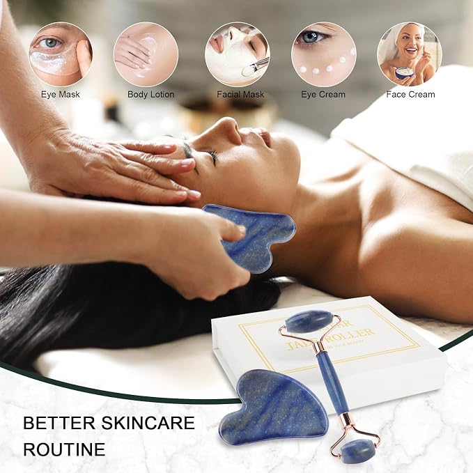 Jade Roller for Face, Facial Roller Massager Skin Care Tool, Gua Sha Facial - Image 6