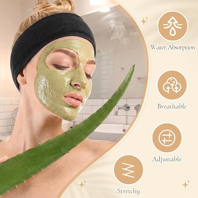Tigeen 80 Pcs Spa Headband Facial Headbands Bulk Adjustable Hair Wraps - Image 4