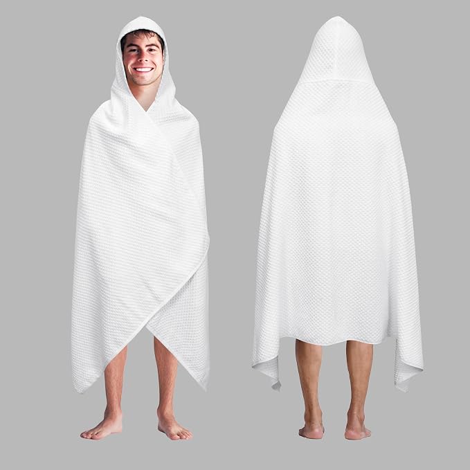 COTTON CRAFT Hooded Bath Towel – Oversized 35 x 70 Waffle Weave Towel by COTTONCRAFT