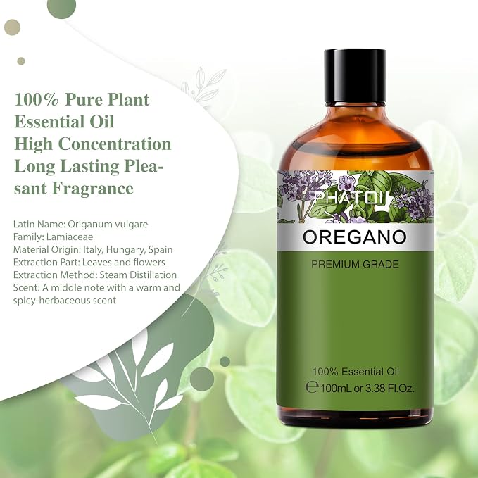 Oregano 3.38fl.oz Essential Oil, PHATOIL Pure Aromatherapy Oils - Image 2