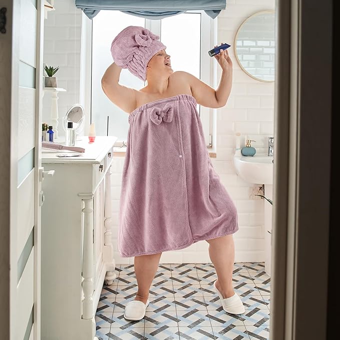 Xtinmee 2 Sets Plus Size Womens Wrap Towel - Image 4