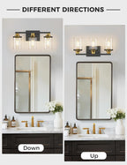 L LOHAS LED 3-Light Black and Gold Bathroom Light Fixtures, 20 Inch Modern - Image 5