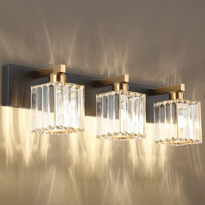 Aipsun Crystal Vanity Light Bathroom Lighting Fixtures 3 Light Modern Vanity - Image 3