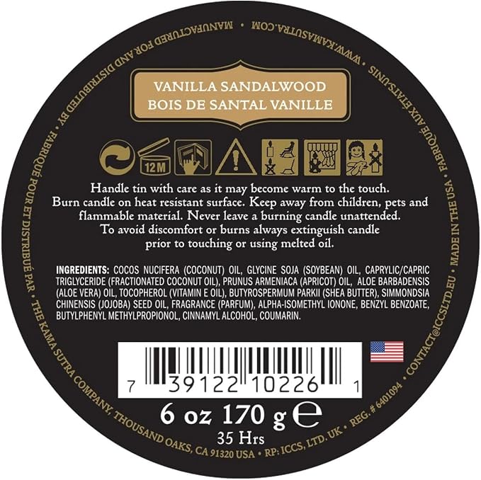 Kama Sutra Ignite Massage Candle Vanilla Sandalwood, 6 Ounce - Image 2