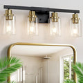 Bathroom Vanity Light, 4-Light Black and Gold Bathroom Light Fixtures by DIKAIDALights