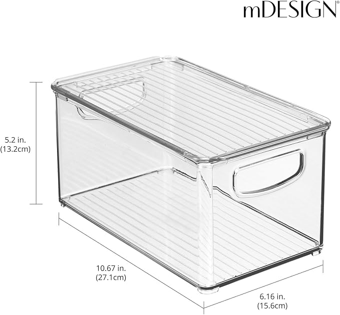 mDesign Deep Plastic Bathroom Storage Bin Box, Lid/Built-in Handles, - Image 4