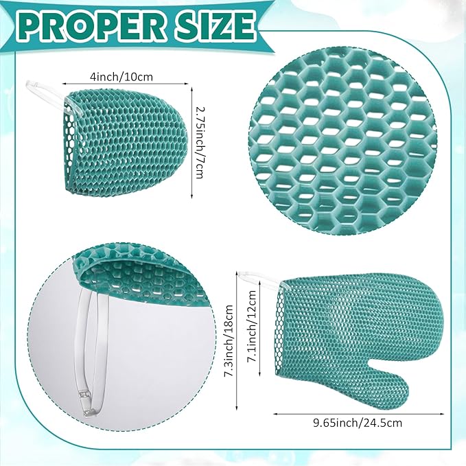 Karenhi 2 Pcs Honeycomb Exfoliating Glove Set Exfoliating Bath Mitt Honeycomb - Image 2
