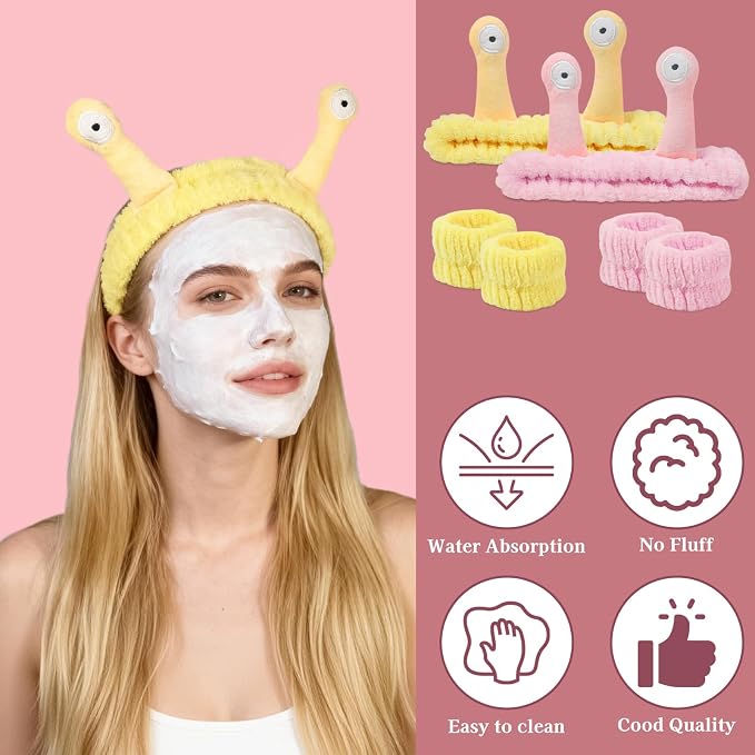 Snail Face Wash Headband Skincare & Wrist Bands - Image 3