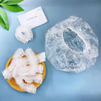 100PCS Disposable Shower Caps, Plastic Clear Hair Cap Large Thick Waterproof - Image 2