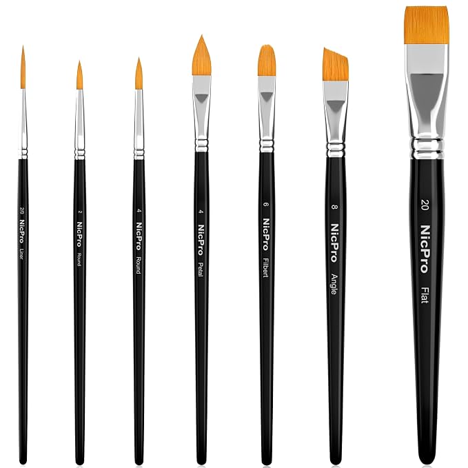 Nicpro Face Paint Brush Set, Synthetic Nylon Hair, Makeup Paintbrush Kit by Nicpro