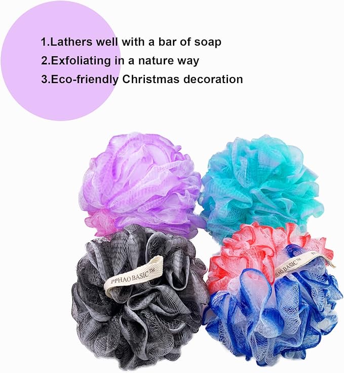 PPHAO - Extra Large Soft Mesh Net Luffa Loofa Loufa Puff - Loofah Sponge - 75g - Image 3