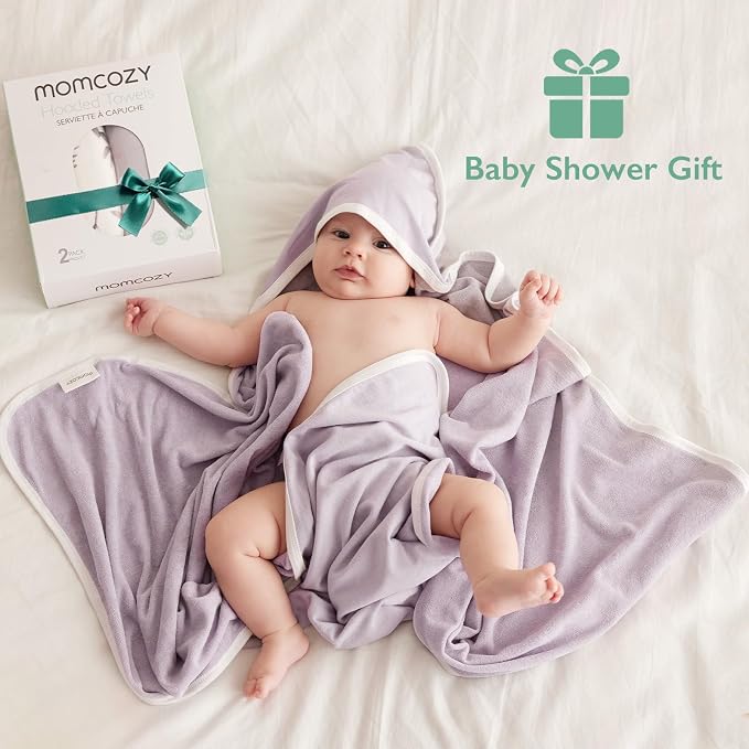 Momcozy Hooded Baby Towel, 2 Pack and Cotton Bath Towel - Image 4