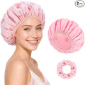 Large Double-Sided Shower Cap for Women, 2-in-1 Reusable Waterproof Cherry by Pengxiaomei