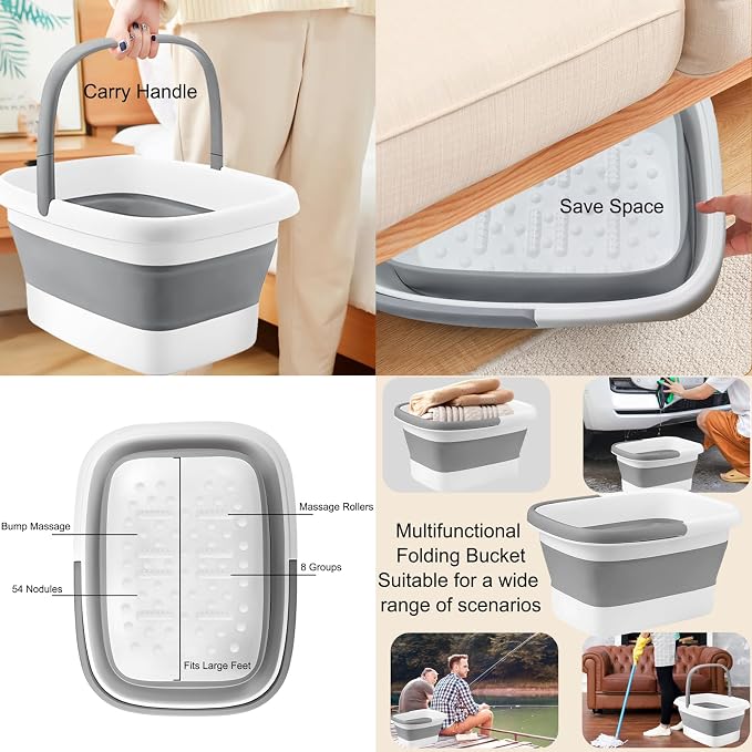 Lanwexy Foot Soaking Tub, Collapsible Bucket, Foot Spa, Foot Bath 16 Pack Foot - Image 5