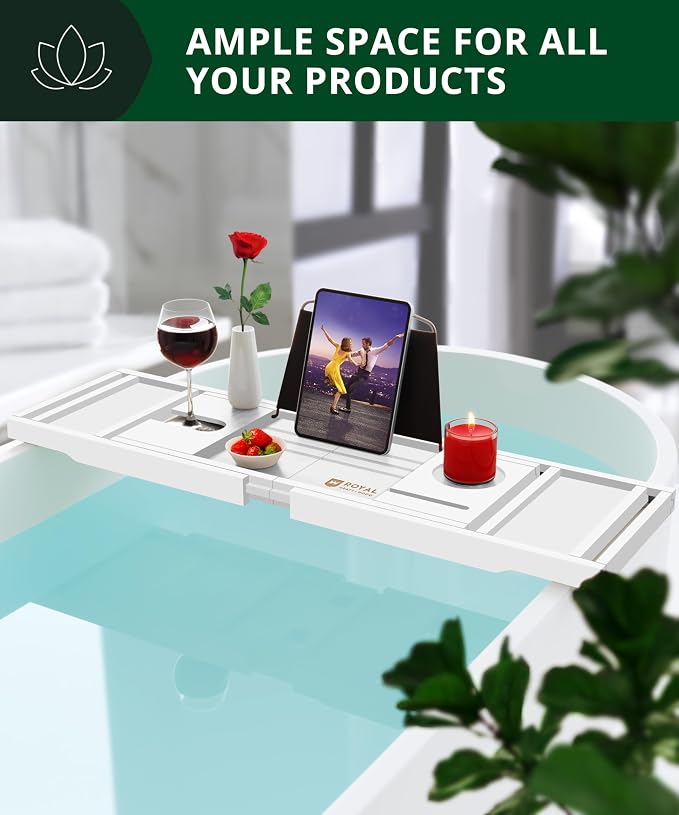 ROYAL CRAFT WOOD Premium Foldable Bathtub Tray Caddy - Image 5