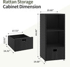Rattan Outdoor Pool Towel Rack Cabinet, Wicker Pool Storage Bins Storage - Image 4