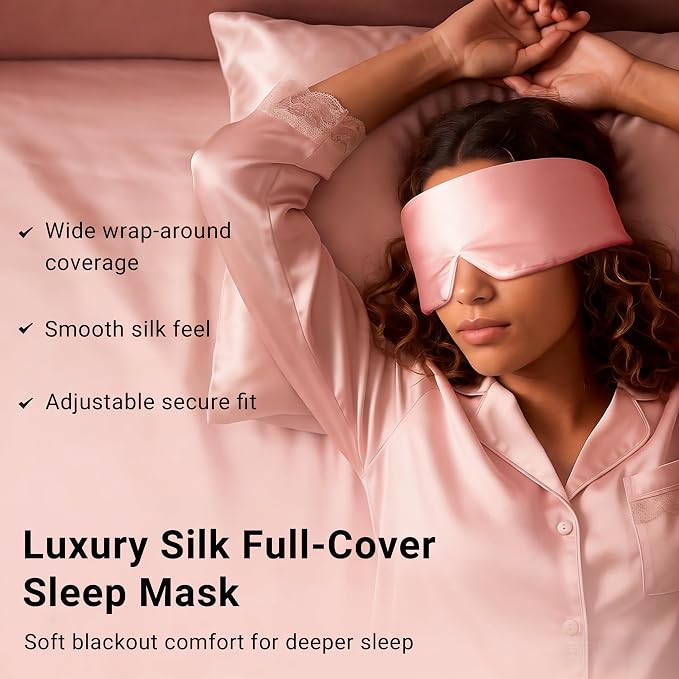 Silk Sleep Mask for Side Sleepers, Eye Mask for Sleeping Women Men, - Image 2