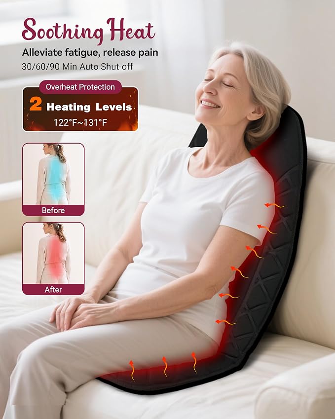 Vibraiton Back Massager for Chair, Massage Seat Cushion, Back Massage Pad - Image 3
