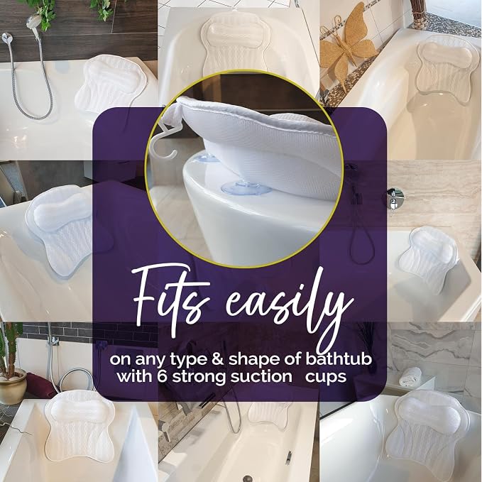Bath Pillow - Bath Pillows for Tub Neck & Back Support, Luxury Bathtub Pillows - Image 5