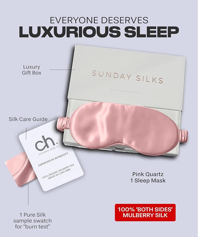 SUNDAYSILKS™ Exclusive Mulberry Silk Sleep Mask | Soft Eye Covers, and - Image 4