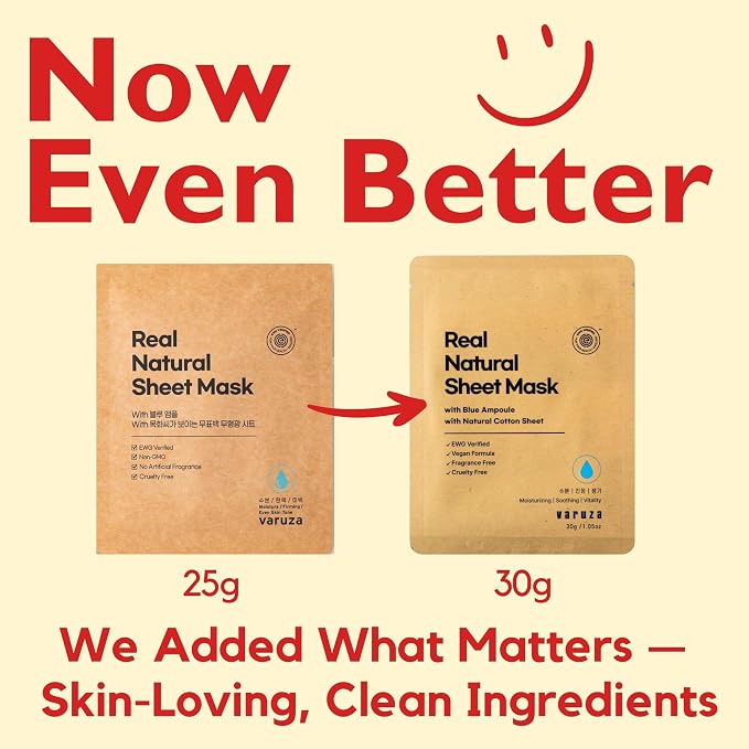varuza] Real Natural Sheet Mask – EWG VERIFIED, Vegan Face Mask - Image 2