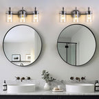 3 Lights Vanity Lights, Matte Black Bathroom Wall Light Fixtures over Mirror - Image 6
