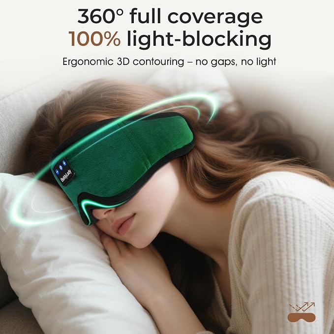 Sleep mask Headphones, 100% Blackout 3D Zero Eye Pressure Bluetooth Sleep mask - Image 2