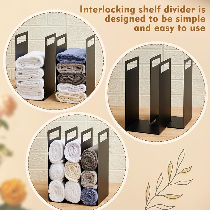 LEIFIDE Set of 4 Interlocking Towel Organizer Metal Bathroom Towel Storage Rack - Image 4