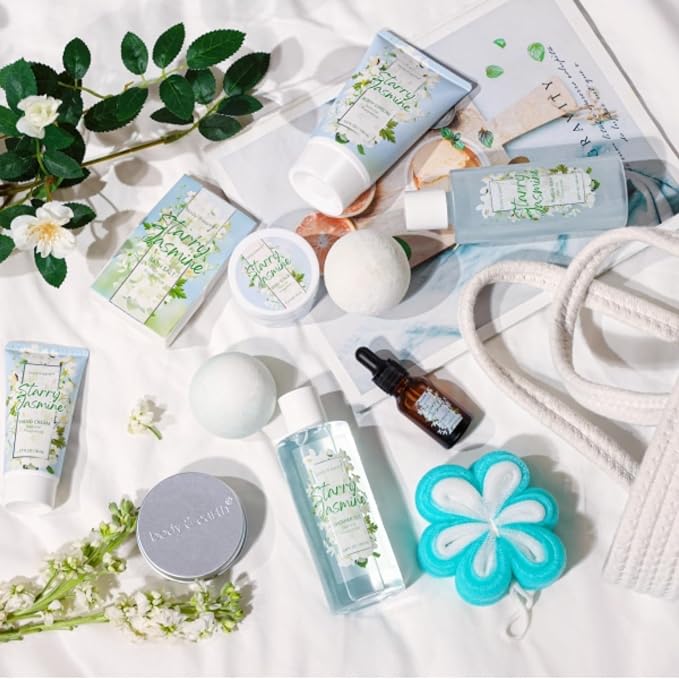Body & Earth Gift Baskets for Women 11PCS Jasmine Spa Gift Sets for Her - Image 4