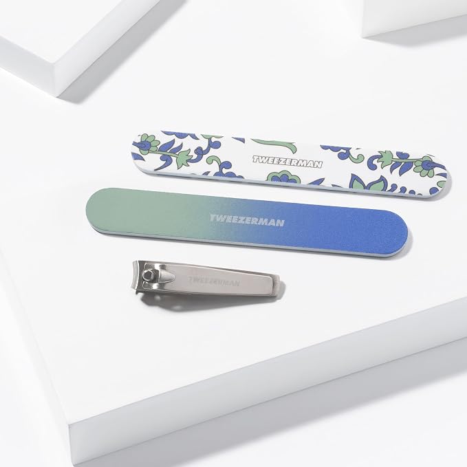 Tweezerman Blue and Green Paisley Manicure Kit - Image 7
