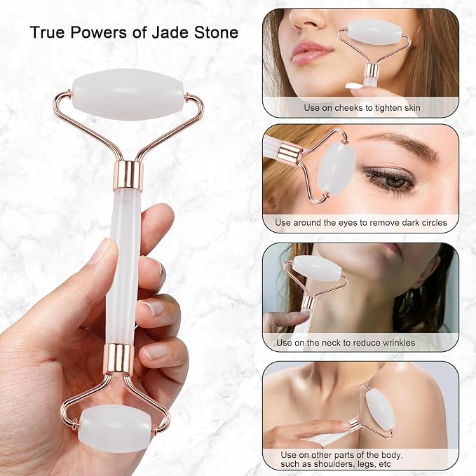 Jade Roller for Face, Facial Roller Massager Skin Care Tool, Gua Sha Facial - Image 3