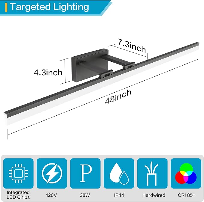 SOLFART Modern LED Vanity Lights 47.2 Inch Bathroom Light Fixtures Over Mirror - Image 4
