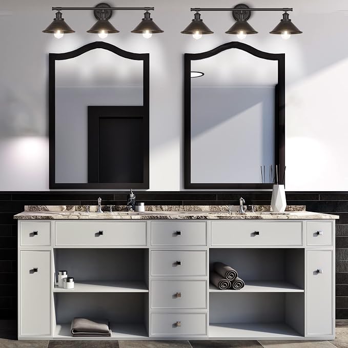 Licperron 3-Light Black Bathroom Vanity Light Fixtures Over Mirror, Farmhouse - Image 5