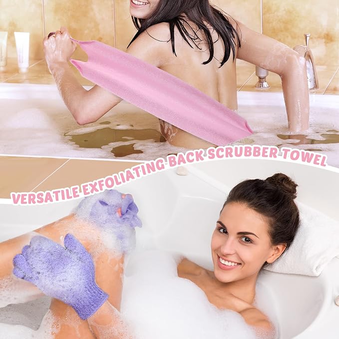 4 Pack Exfoliating Washcloth Back Scrubber Set, 2 Exfoliating Body Scrubber - Image 7