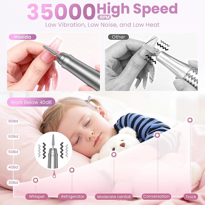 Cordless Nail Drill 35000RPM, Portable Electric Nail File - Image 6