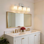 PARTPHONER 4-Light Brushed Nickel Bathroom Light Fixtures, Modern Vanity Light - Image 8