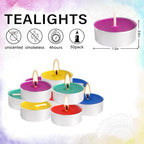 50 Pack Unscented Assorted Colors Tealights Candle - Image 4
