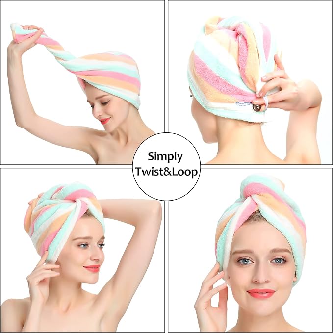 AuroTrends Microfiber Hair Towel 2Pack, Hair Towel Wrap - Image 4