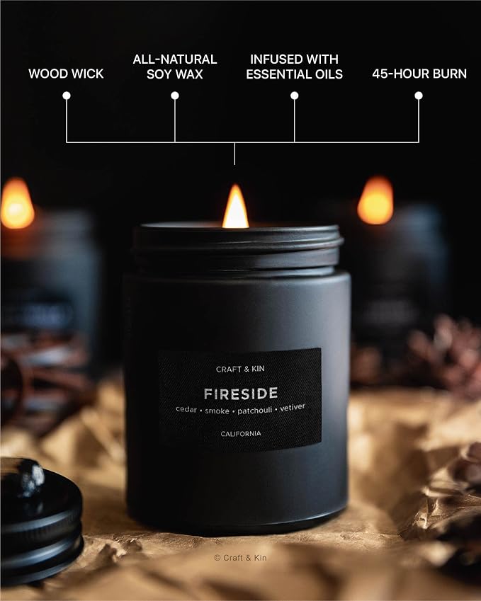 Craft & Kin Premium Smoky Fireside Candle | Scented Candles - Image 4