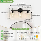 MOKATNG 3-Light Bathroom Light Fixtures, 19.5 Inch Bathroom Lighting Fixtures - Image 8