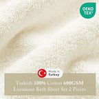 Madison Park Turkish Bath Towel Set 100% Cotton Bath Towel 600GSM Oversized - Image 3