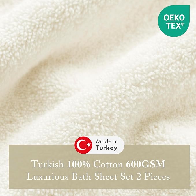 Madison Park Turkish Bath Towel Set 100% Cotton Bath Towel 600GSM Oversized - Image 3