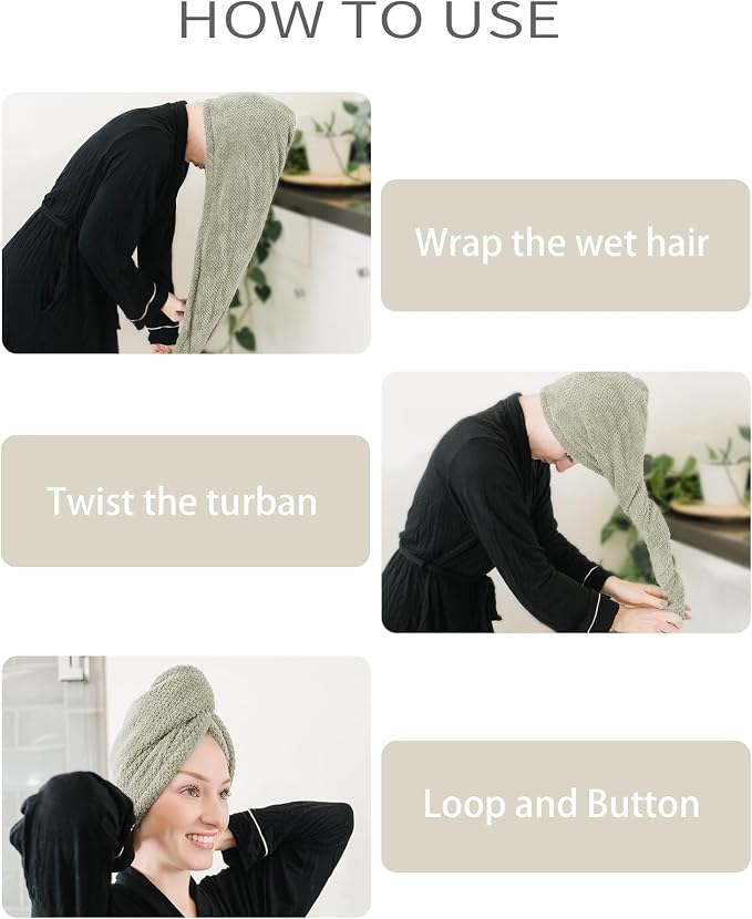 ROLSHOL Extra Large 4 Pack Microfiber Hair Towel Wrap - Image 6