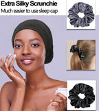 Sleep Cap Bonnet for Sleeping Black Women, Adjustable Cooling Ice Silk Lined - Image 4