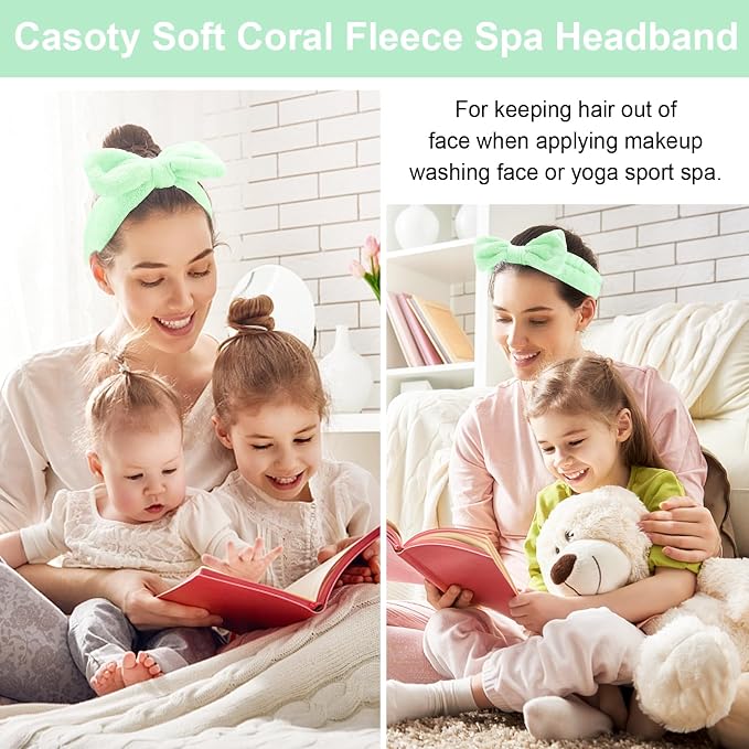 Casoty 10 Pcs Green Face Wash Headbands, Spa Gifts - Image 5